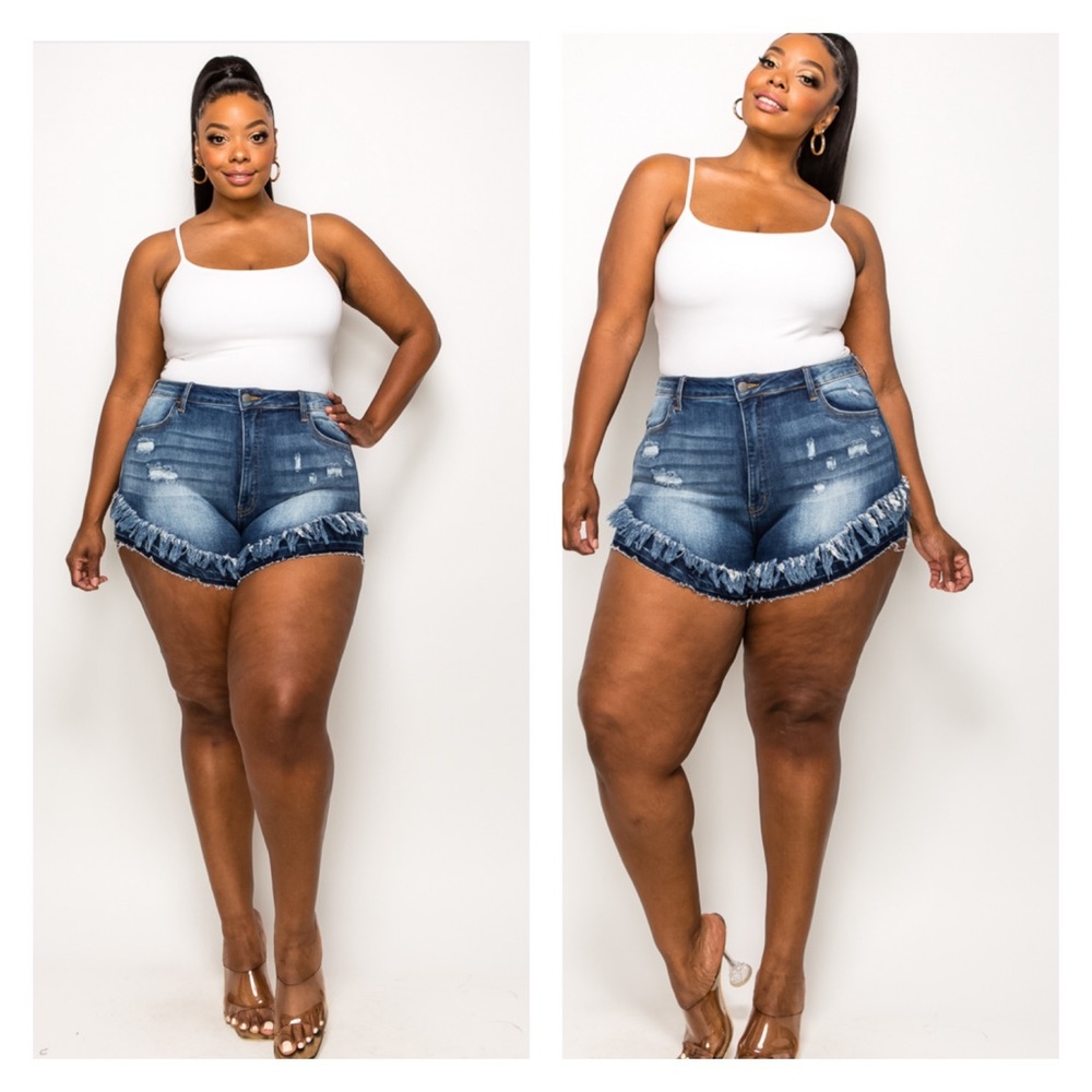 ➕Denim Layered Shorts